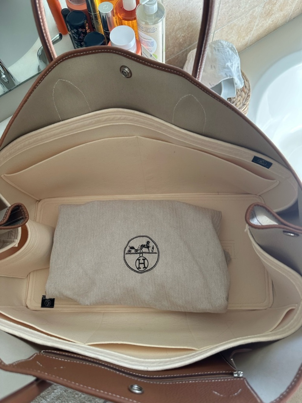 Hermes Garden Party Voyage 49 - Toile & Gold Negonda Palladium Hardware - Picture 6 of 17